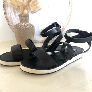 Steve Madden Black Leather Espadrilles